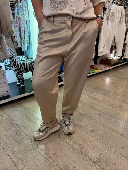 Pantalon doré joli bouton