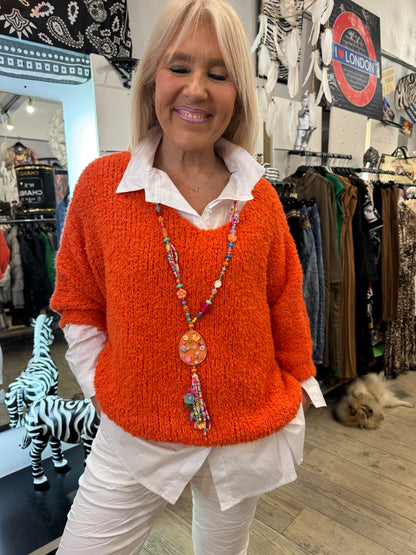 Pull bouclette orange