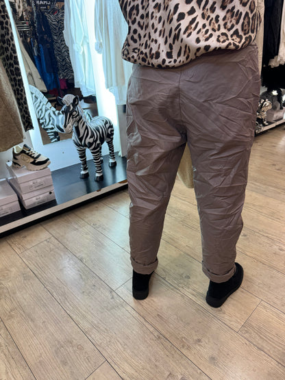 Pantalon simili gde taille beige