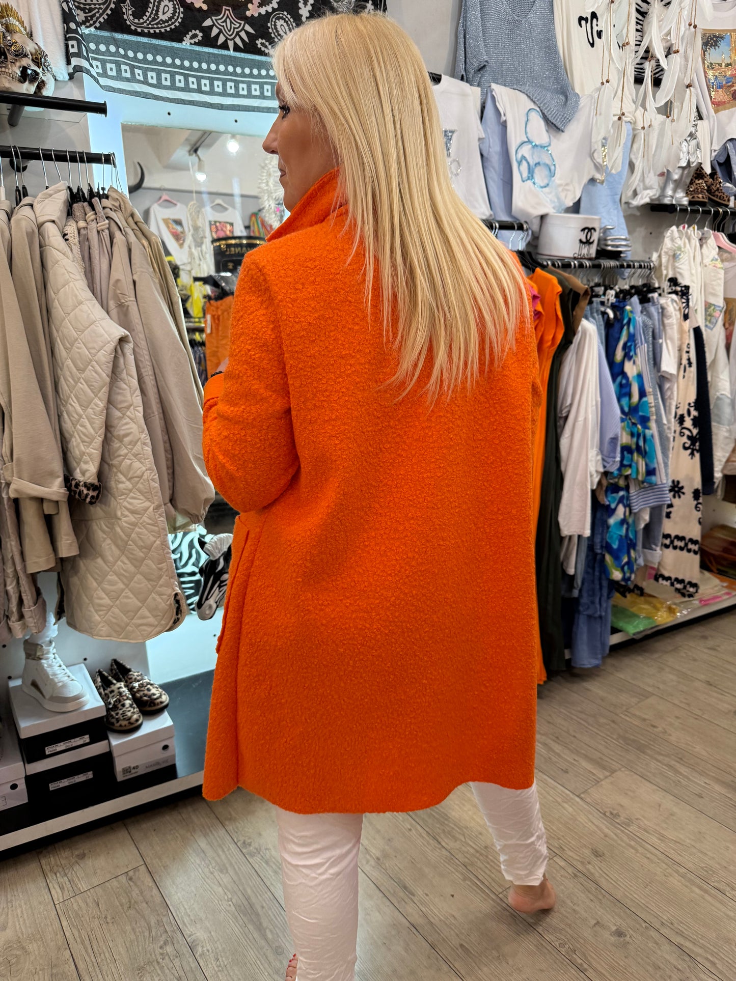 Manteau bouclette orange