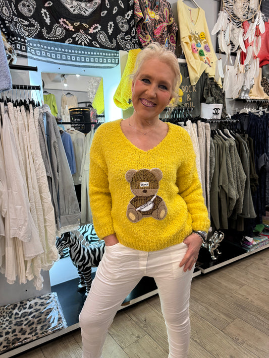 Pull bouclette teddy jaune